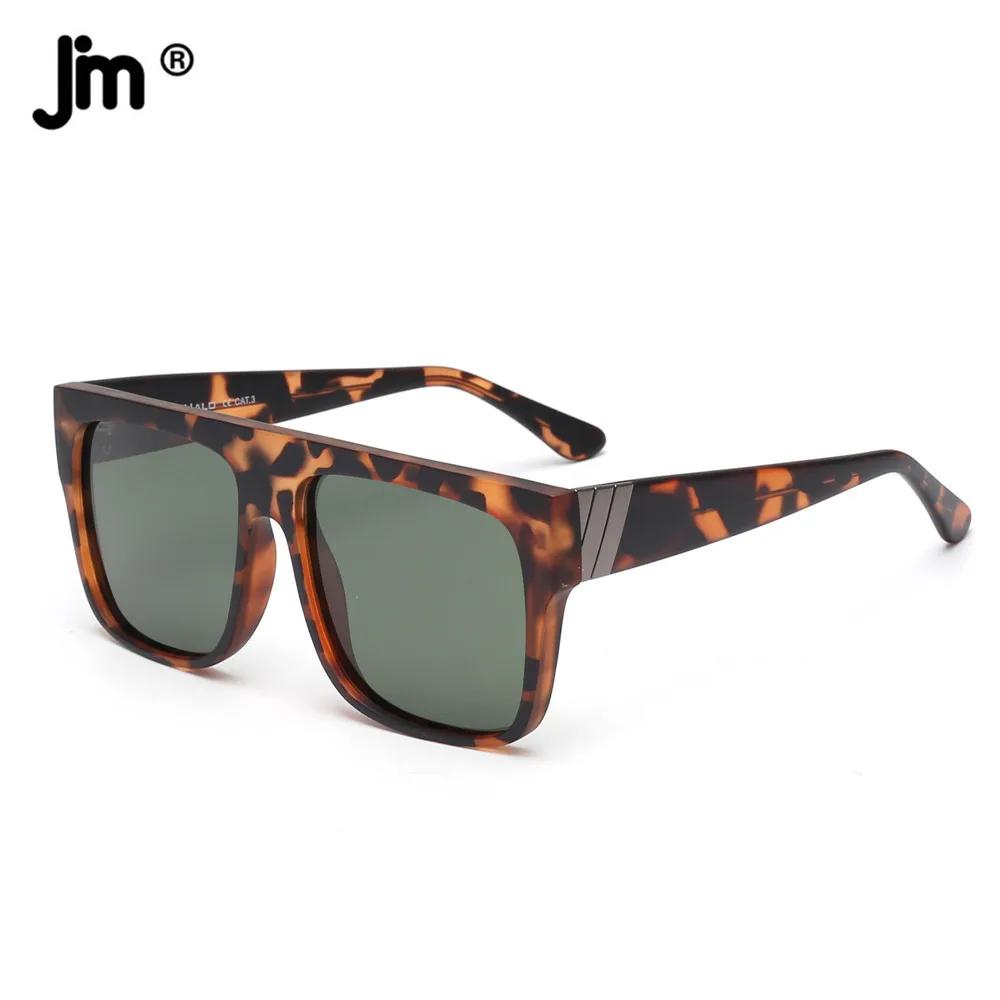 JM 아세테이트 프레임 대형 편광 사각 선글라스, 남녀공용 플랫 탑 UV400